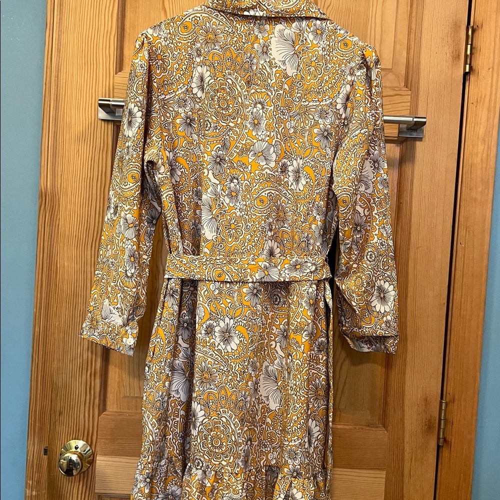 Floral Yellow Paisley Maxi Puff Sleeves Farm Dress Sz - Picture 8 of 10